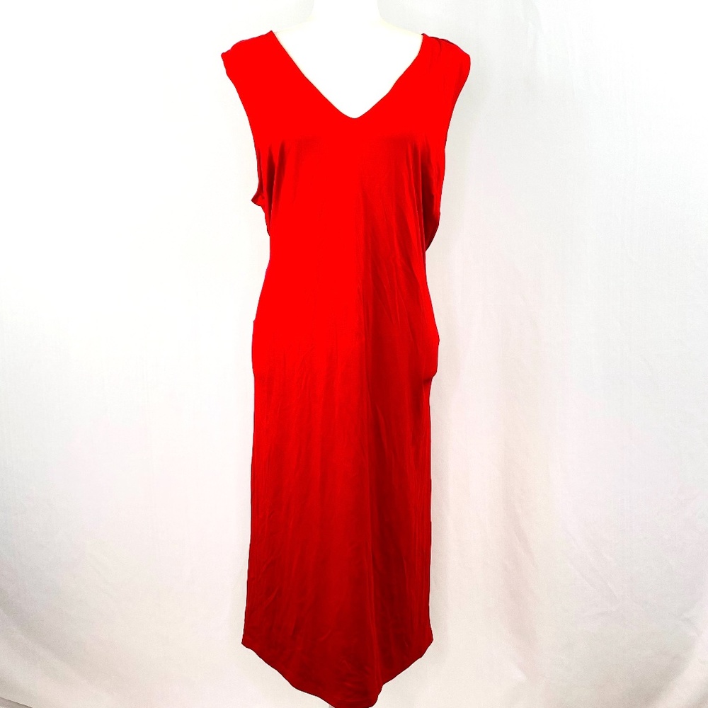 NEW Ralph Lauren Red V-Neck Sleeveless Dress 2X Orig $109 Tags Attached